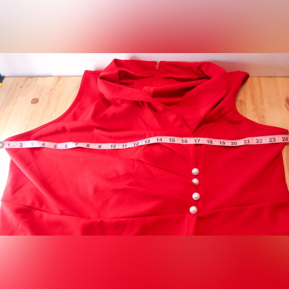 Red Wrap Front Wide Leg Jumpsuit Plus Size 4XL Sleeveless Dressy Evening Party - Picture 11 of 13
